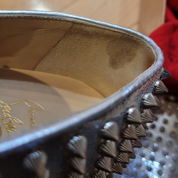 Christian Louboutin Spiky Silver Woman's Roller Boat flat shoe - Picture 16 of 16